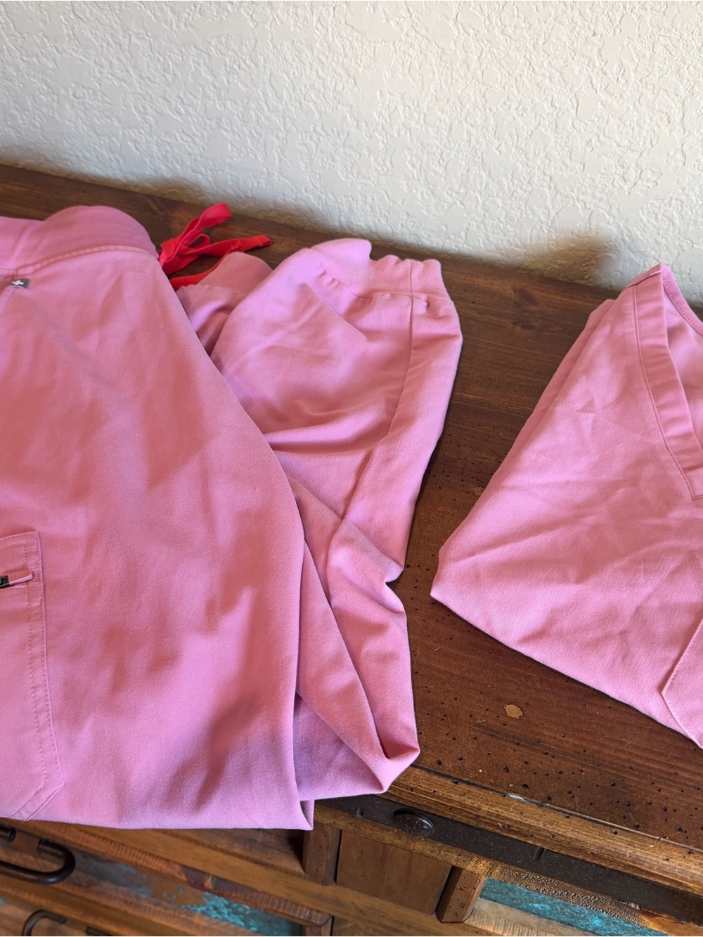 FIGS Pink Joggers - Coral Drawstring Waist